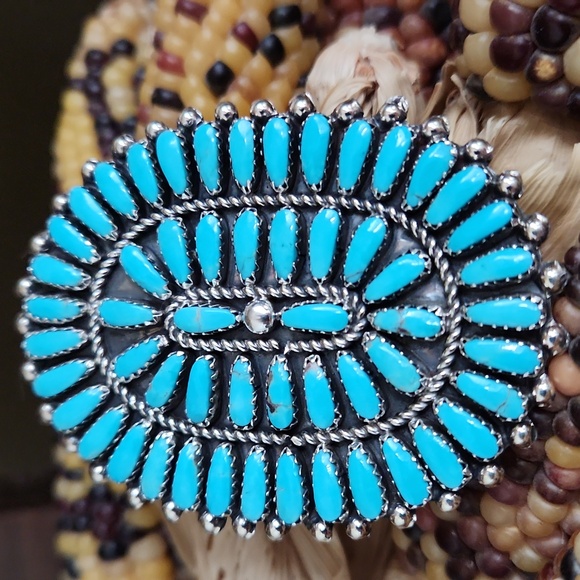 Stunning Large Native American Zuni Turquoise Cluster Pendant ππ©Ά - Picture 3 of 11